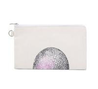 Sac portefeuille en toile, porte-monnaie à imprimé boule disco unique, porte-monnaie à fermeture éclair, petit sac à cosmétiques