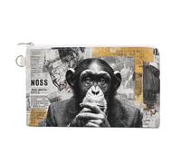 Sac portefeuille en toile, porte-monnaie avec fermeture éclair, motif singe, graffiti, petit sac à cosmétiques