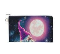 Sac portefeuille en toile, porte-monnaie avec imprimé nain magique et lune, porte-monnaie à fermeture éclair, petit sac à cosmétiques