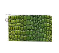 Sac portefeuille en toile, porte-monnaie en cuir vert imprimé peau de crocodile, porte-monnaie à fermeture éclair, petit sac à cosmétiques