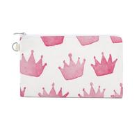 Sac portefeuille en toile, porte-monnaie imprimé couronnes roses, porte-monnaie à fermeture éclair, petit sac à cosmétiques