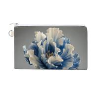 Sac portefeuille en toile, porte-monnaie imprimé fleur bleu clair, porte-monnaie à fermeture éclair, petit sac à cosmétiques