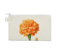 Sac portefeuille en toile, porte-monnaie imprimé fleur de souci aquarelle, porte-monnaie d'octobre, porte-monnaie à fermeture éclair, petit sac à cosmétiques