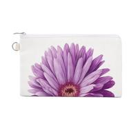 Sac portefeuille en toile, porte-monnaie imprimé fleur gerbera violette, porte-monnaie à fermeture éclair, petit sac à cosmétiques