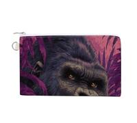 Sac portefeuille en toile, porte-monnaie imprimé gorille de jungle, sac à main à fermeture éclair, petit sac à cosmétiques