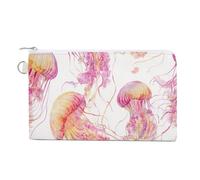 Sac portefeuille en toile, porte-monnaie imprimé méduses aquarelle, porte-monnaie à fermeture éclair, petit sac à cosmétiques