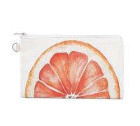 Sac portefeuille en toile, porte-monnaie imprimé tranche de pamplemousse aquarelle, porte-monnaie à fermeture éclair, petit sac à cosmétiques
