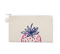 Sac portefeuille en toile, porte-monnaie simple imprimé fraise rose, porte-monnaie à fermeture éclair, petit sac à cosmétiques