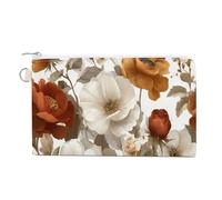 Sac portefeuille en toile, rose et anémone, imprimé fleurs, porte-monnaie, porte-monnaie à fermeture éclair, petit sac à cosmétiques