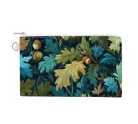 Sac portefeuille en toile, sac à main avec imprimé gouache de forêt de chêne, sac à main à fermeture éclair, petit sac à cosmétiques