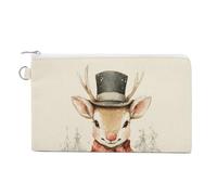 Sac portefeuille en toile, style vintage, motif renne de Noël Let It Snow, porte-monnaie à fermeture éclair, petite trousse de maquillage