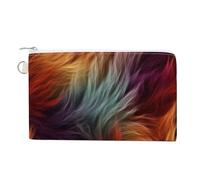 Sac portefeuille en toile, texture fausse fourrure arc-en-ciel, porte-monnaie, porte-monnaie à fermeture éclair, petit sac à cosmétiques