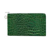 Sac portefeuille en toile, texture peau d'os de crocodile imprimé en cuir vert, porte-monnaie à fermeture éclair, petit sac à cosmétiques