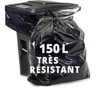 Sac Poubelle 150L Renforcé | 50 Sacs Ultra Résistants PEBD | Capacité 35kg | Sac Professionnel Anti-Fuite & Anti-Déchirure | Déchets Lourds & Coupants | Travaux, Bureaux, Commerces, Restauration