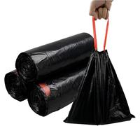 Sac Poubelle 30L Lien Coulissant | 50 Sacs Poubelles 30 Litres Noirs | Résistant (30 µ) et Etanche | Poubelles Cuisine | Fermeture Lien-Poignée | Pratique et Hygiénique | Top Qualité