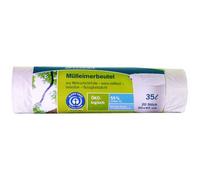 Sac poubelle, 35 litres, sans fermeture, blanc
