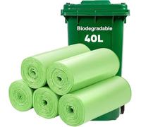 Sac Poubelle 40L Biodégradable Compostable | Lot de 100 Sacs OK Compost | Lien Coulissant | Déchets Alimentaires (Fruits Légumes) | Base 100% Végétale Amidon de Maïs | Normes Européennes (40L)