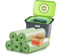 Sac Poubelle 40L Compostable Biodégradable | Lot de 100 Sacs OK Compost | Déchets Alimentaires (Fruits Légumes) | Base Végétale 100% Amidon de Maïs | Norme Européenne 13432 (40L)