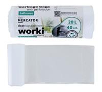 Sac poubelle haute densité blanc 20L Mercator (40 sacs)