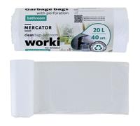 Sac poubelle haute densité blanc 20L Mercator (40 sacs) Par 40
