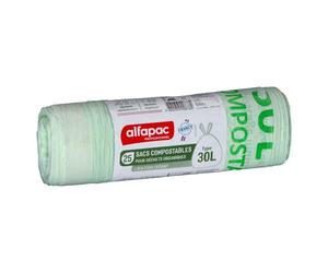 Sac poubelle pour déchets compostable 30 L Alfapac professionnel - 25 sacs