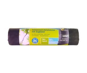 Sac poubelle renforcé à liens coulissants, 120 l