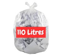 Sac Poubelle Transparent 110L X 50 | Sacs Poubelles 110 Litres | Très Résistant et Etanche (30 µ) | Poubelles Bureaux - Commerces | Tri Sélectif Déchets Plastiques | Pour Poubelle 100 litres