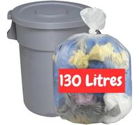 Sac Poubelle Transparent 130l | 100 Sacs Poubelles 130 Litres | Très Résistant et Etanche (35 µ) | Poubelles Bureaux - Commerces | Tri Sélectif Déchets Plastiques | Pour Poubelle 100-120 litres