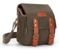 Sac pour Appareil Photo, CADeN Toile étanche Rétro Photo Compact Pochette Sling Sac à Bandoulière pour Appareils Photo Reflex 1 DSLR Nikon Sony Canon 1 Objectif (café)