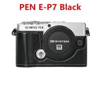 Sac pour appareil photo en cuir PU demi-corps étui pour Olympus E-M10 Mark III IV EM10IV III stylo E-P7 EP7 batterie ouverture couverture astronomique - Type E-P7 Black