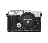 Sac pour appareil photo en cuir PU demi-corps étui pour Olympus PEN EP7 E-P7 batterie ouverture couverture astronomique - Type Black