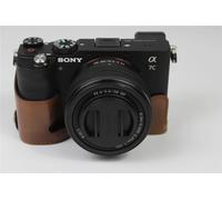 Sac pour appareil photo en cuir PU demi-corps étui pour Sony A7C Alpha 7C ILCE-7C couverture astronomique avec ouverture de batterie - Type Coffe
