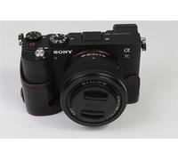 Sac pour appareil photo en cuir PU demi-corps étui pour Sony A7C Alpha 7C ILCE-7C couverture astronomique avec ouverture de batterie - Type Black