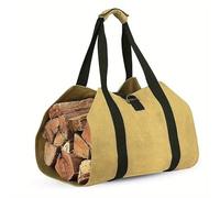 Sac pour Bois de Cheminée Fourre-tout de transport de bûches de bois de chauffage en toile, accessoires de cheminée de support de bois de chauffage Sac à Bûche(Khaki)