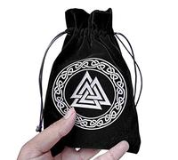 Sac pour cartes de tarot, jeu de cartes en flanelle - Sac de cartes Oracle en velours avec cordon de serrage, sac porte-cartes de tarot pour les amateurs de tarot, sac cadeau à main, Noir et argent