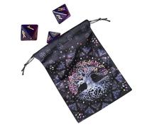 Sac pour cartes de tarot - Sac à cordon de 13 x 18 cm, vie de faïence de lune, design d'arbre | Sac de rangement pour bijoux, organisateur d'accessoires pour ponts, runes, dés, cristaux, cartes