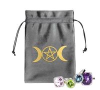 Sac pour cartes de tarot - Tube avec cordon de serrage en velours gris, accent à triple lune | Étui pour organisateur de protection du pont mystique pour bijoux, stockage de souvenirs,