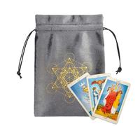 Sac pour cartes de tarot - Tube avec cordon de serrage en velours gris, accent à triple lune | Étui pour organisateur de protection du pont mystique pour bijoux, stockage de souvenirs,