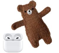 Sac pour écouteurs en forme d'animal, jolie pochette en tricot pour pièces de monnaie au crochet, rangement de casque mignon, petits accessoires indispensables, parfait pour les déplacements, marron