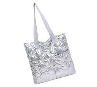 Sac pour femme en cuir synthétique avec poignée sur le dessus, grande capacité, sac à main matelassé pour le travail, sac à main en cuir PU, style rétro, style coréen, Argenté., One Size
