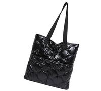 Sac pour femme en cuir synthétique avec poignée sur le dessus, grande capacité, sac à main matelassé pour le travail, sac à main en cuir PU, style rétro, style coréen, Noir , One Size