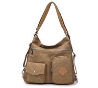 Sac pour femme, sac en nylon de grande capacité, léger, multi-dos, épaule unique, sac à dos à bandoulière, sac de voyage, beige
