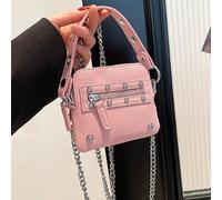 Sac pour femmes, rose, sac à main avec chaîne à rivets, sac à chaîne de style punk, sac bandoulière moto pour fille branchée, mini sac à rivets pour la photographie de rue, style rétro punk, sac moto