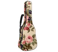 Sac pour guitare acoustique 108 x 42 x 12 cm, imperméable avec couche de protection, plusieurs poches, motif feuilles tropicales, Multicolore #08, 42.9x16.9x4.7 in, Sac pour guitare