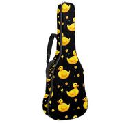 Sac pour guitare acoustique avec 2 poches, bandoulière réglable et crochet arrière, convient pour guitares électriques, basses et guitares classiques Jaune, Canard jaune mignon, 42.9x16.9x4.7 in,