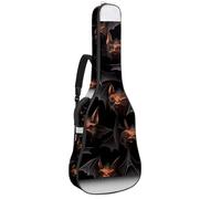 Sac pour guitare acoustique avec 2 poches, bandoulière réglable et crochet arrière, convient pour guitares électriques, basses et guitares classiques Motif château d'Halloween, Motif château