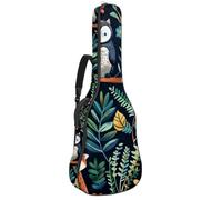 Sac pour guitare acoustique avec 2 poches, bandoulière réglable et crochet arrière, convient pour guitares électriques, basses et guitares classiques, Dessin animé Jungle Animal Oiseau, 42.9x16.9x4.7