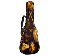 Sac pour guitare acoustique avec 2 poches, bandoulière réglable et crochet arrière, convient pour guitares électriques, basses et guitares classiques, Décoration de balai d'Halloween, 42.9x16.9x4.7