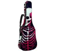 Sac pour guitare acoustique avec 2 poches, bandoulière réglable et crochet arrière, convient pour guitares électriques, basses et guitares classiques, Motif tête de mort cool, 42.9x16.9x4.7 in,