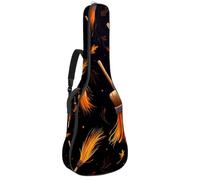 Sac pour guitare acoustique avec 2 poches - Bandoulière réglable et crochet arrière - Convient pour guitares électriques, basses et guitares classiques, Décoration de balai d'Halloween, 42.9x16.9x4.7